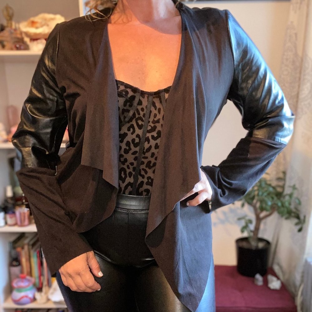 Black Over Top With Pleather Accents